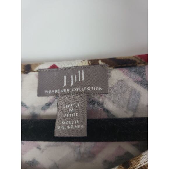 J.Jill Wherever Collection Top M Petite Womens 3/4 Sleeve Multicolor Geometric - Picture 5 of 10
